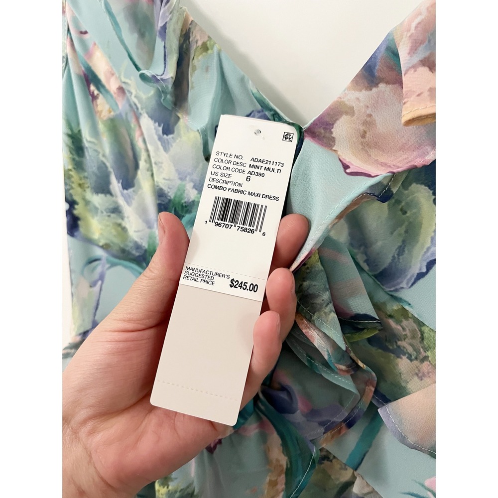 Adrianna Papell Pastel Floral Ruffled Midi Dress - Picture 7 of 13